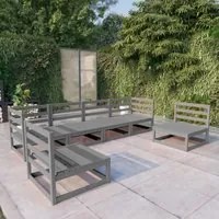 Set Divani da Giardino 6 pz Grigio in Legno Massello di Pino cod mxl 36322