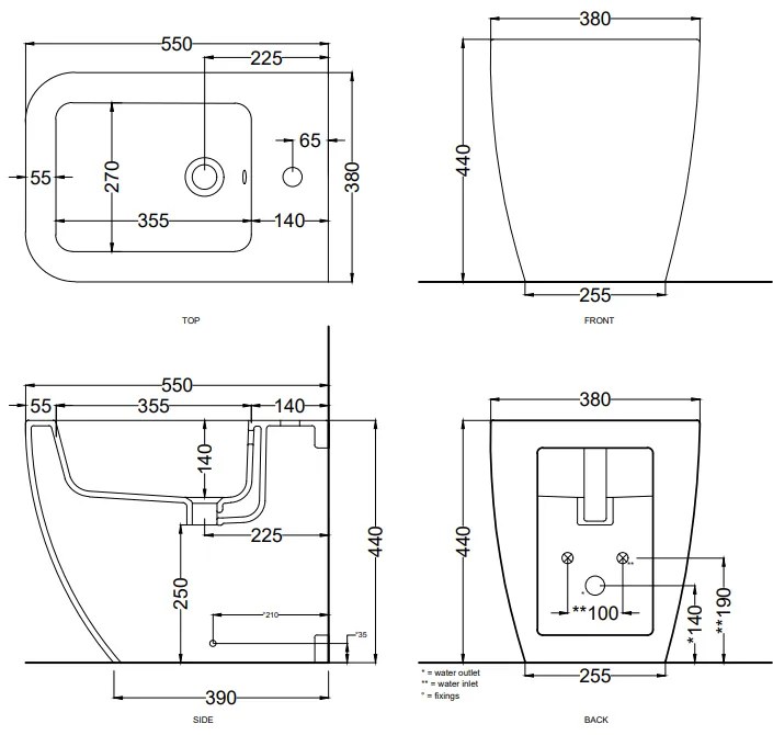 Cielo Shui Comfort Bidet Monoforo A Pavimento In Ceramica Lavagna