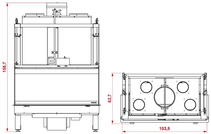 Palazzetti Ecomonoblocco EM16:9 3D Caminetto a legna 20kw ad aria e irraggiamento