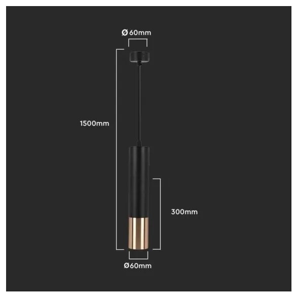 Lampadario a sospensione con supporto rigido 1xGU10/35W/230V 30 cm nero/oro