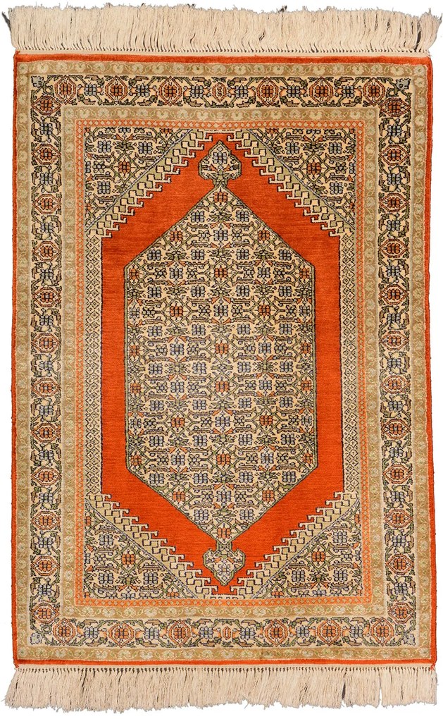 Cashmere Silk Tappeto 60 x 90 Beige (Indian) Annodato A Mano