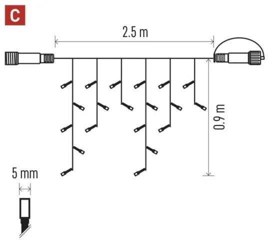 LED Catena per esterni 100xLED/2,5x0,9m IP44 bianco caldo