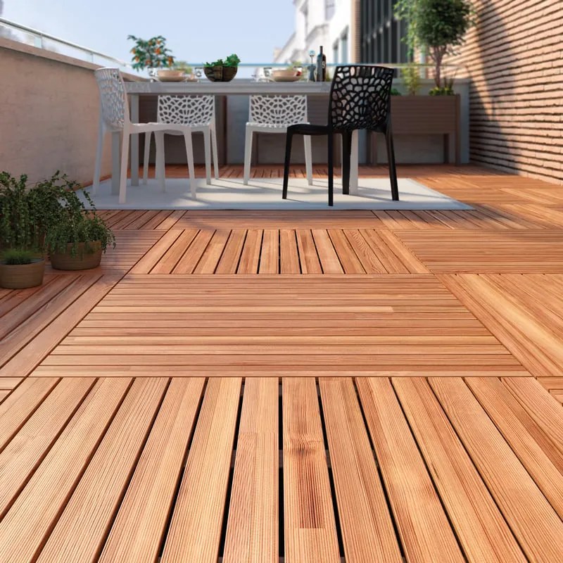Piastrella d'appoggio in legno marrone scuro L 100 x L 100 cm x Sp. 24 mm