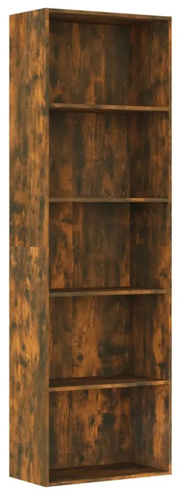 Libreria a 5 ripiani rovere fumo 60x30x189 cm legno multistrato