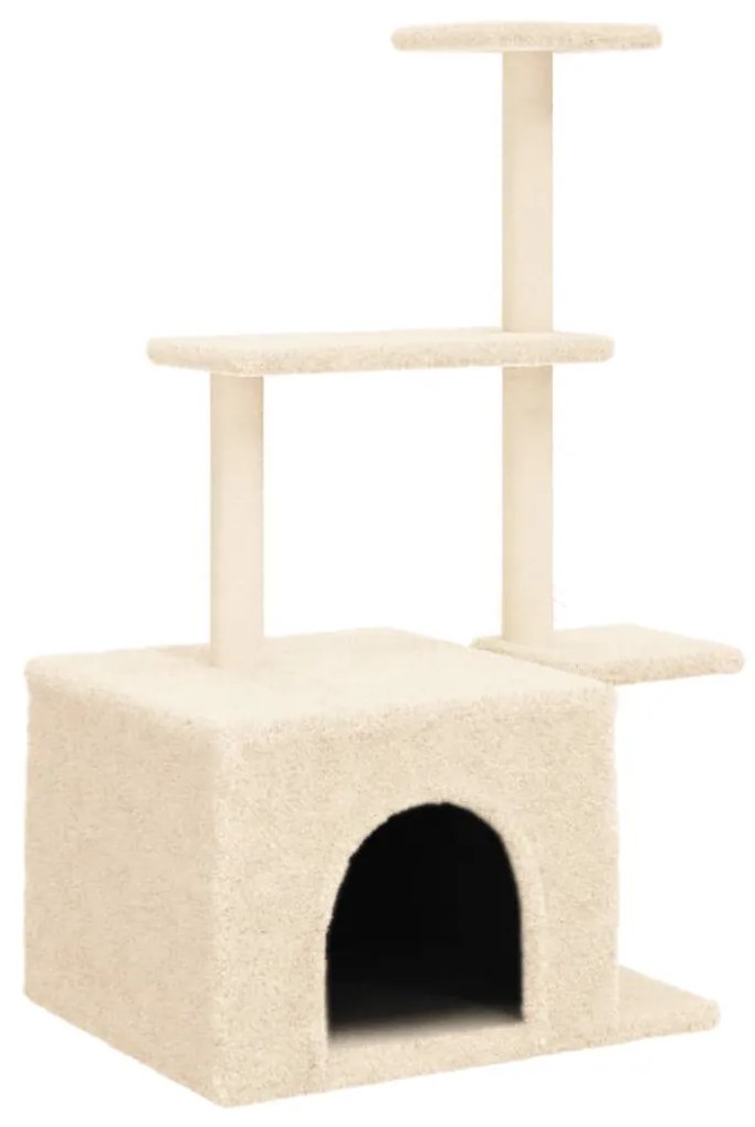 Albero per gatti con tiragraffi in sisal crema 110 cm