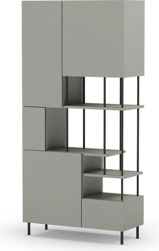 Libreria verde-grigio 84x175 cm Perla - Marckeric