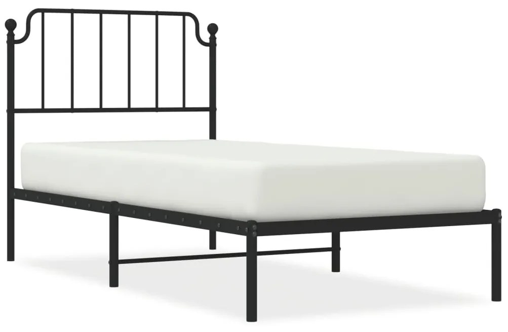 Giroletto con testiera in metallo nero 90x190 cm