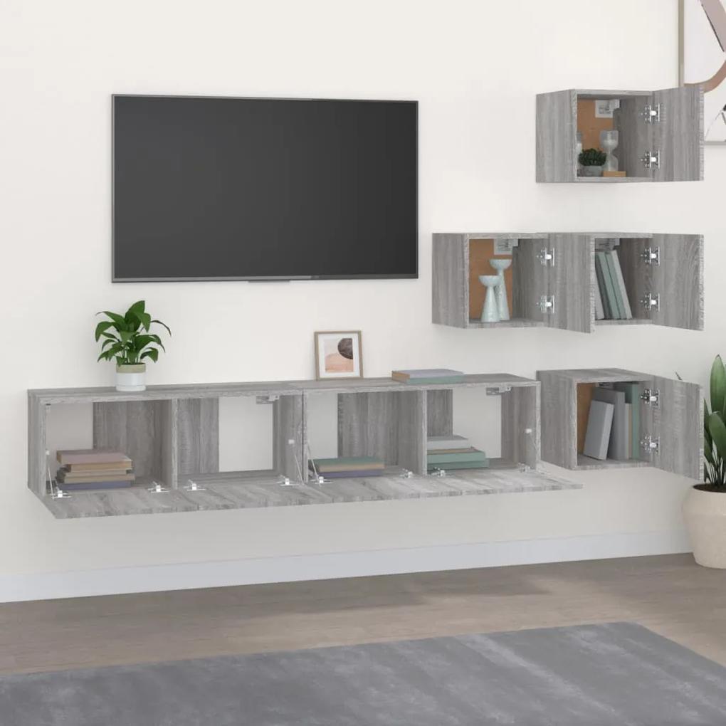 Mobile porta tv a parete grigio sonoma in legno multistrato