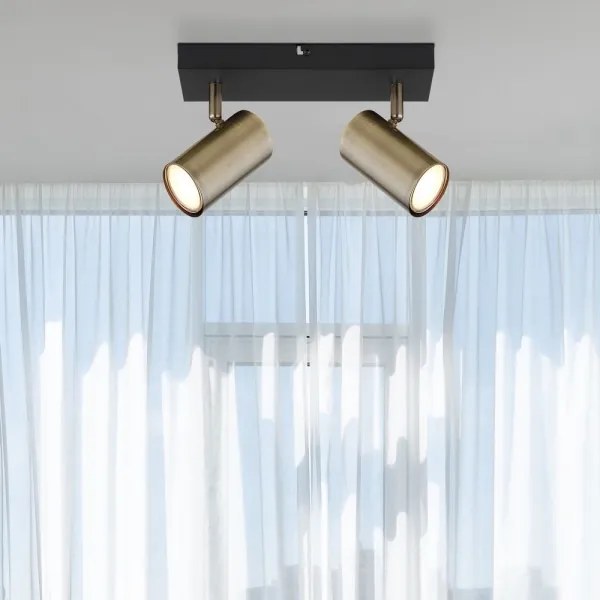 Globo 57911-2M - Faretto ROBBY 2xGU10/35W/230V nero/ottone