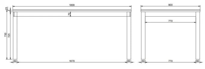 Tavolo da pranzo con piano in ceramica 90x180 cm Southampton – Actona