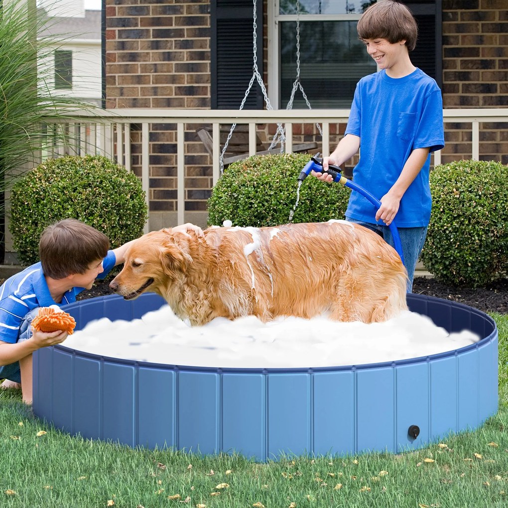 Piscina Pieghevole per Cani in PVC Azzurro Ø160x30h cm...