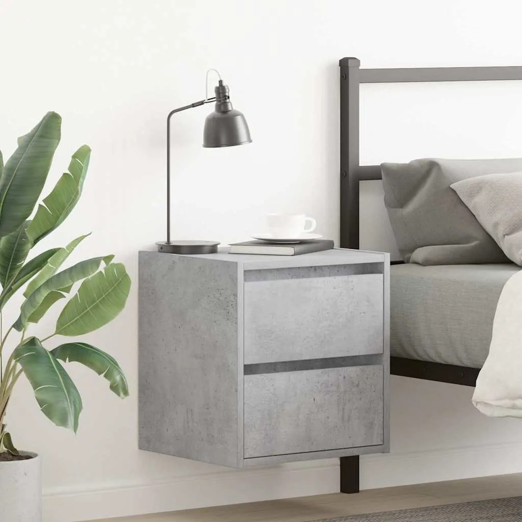 Comodini A Muro 2 Pz Grigio Cemento 38x34x40 Cm /