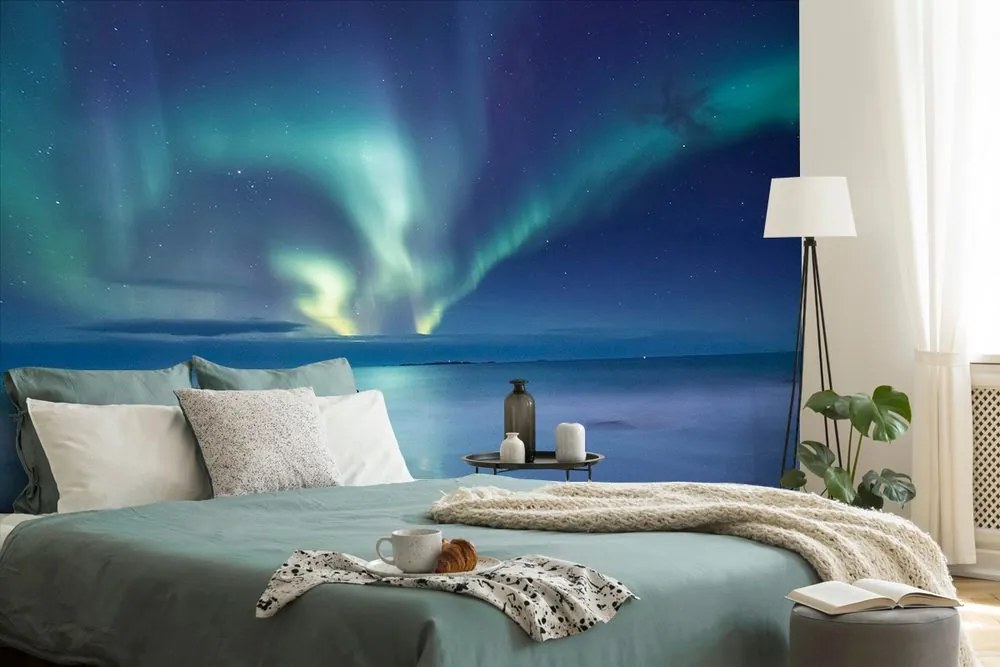 Carta da parati autoadesiva – Aurora boreale sull'oceano