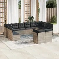 Set Divano Giardino 12 pz con Cuscini Grigio Chiaro Polyrattan 3218432