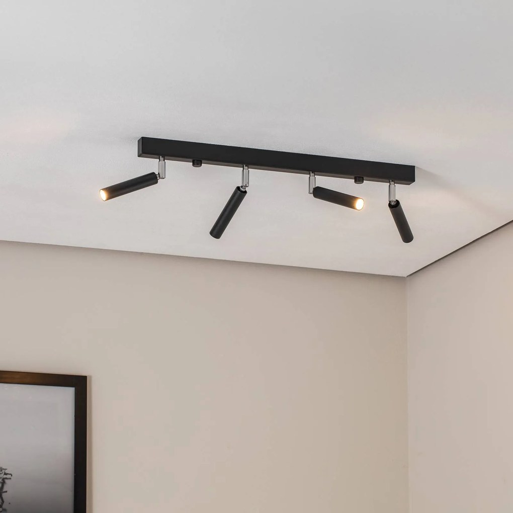 Euluna Nicanor faretto da soffitto nero/cromo a 4 luci