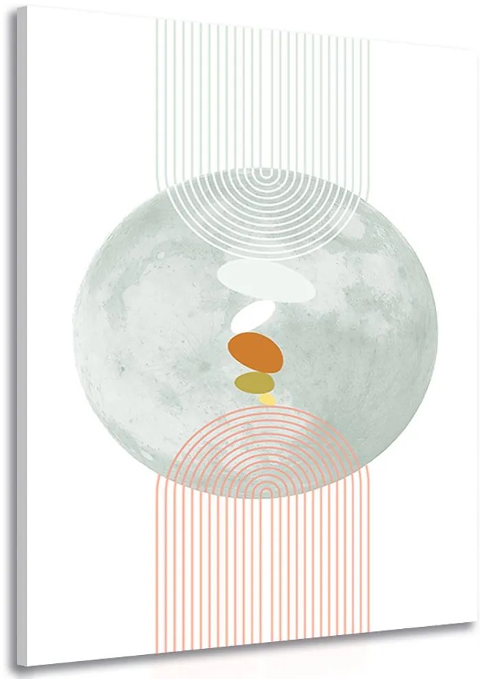 Quadro su tela – Cerchio moderno con arcobaleno Mid-Century