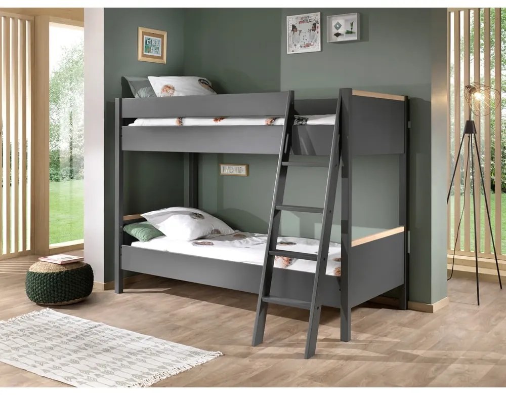 Letto a castello grigio scuro per bambini 90x200 cm London - Vipack