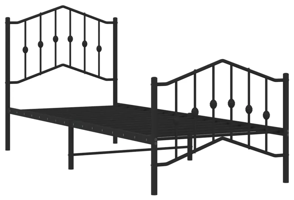 Giroletto con testiera e pediera metallo nero 80x200 cm