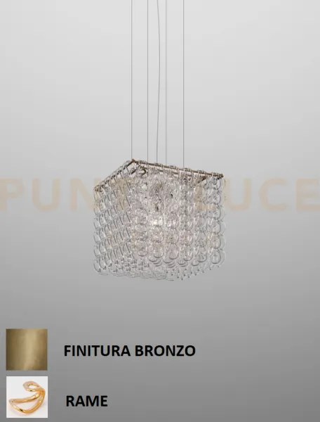 Giogali sospensione cub cristallo rame e bronzo opaco  3 luci attac...
