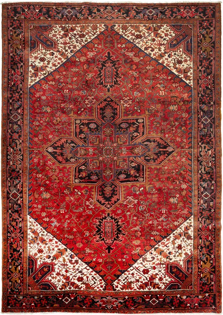 Heriz Tappeto 340x240 Blu (Iran) Annodato A Mano