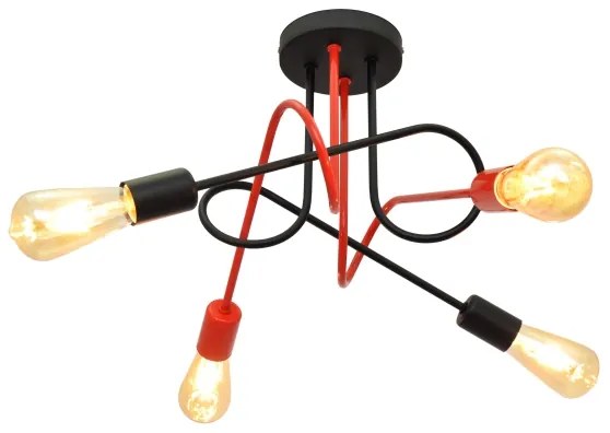 Lampadario a plafone OXFORD 4xE27/15W/230V nero/rosso