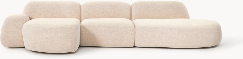 Divano angolare componibile 4 posti in bouclé con chaise longue Wolke