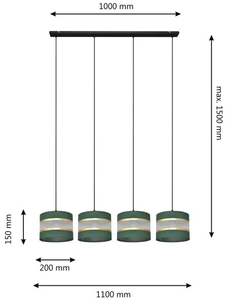 Lampadario a sospensione con filo HELEN 4xE27/15W/230V verde/oro
