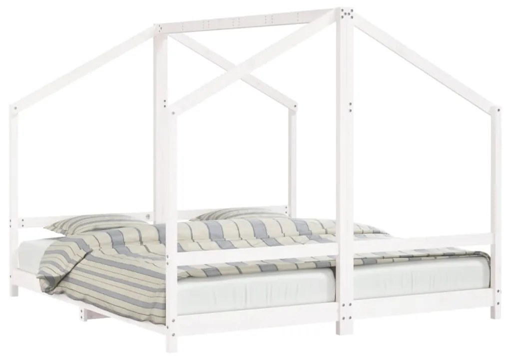 Giroletto per bambini bianco 2x(90x200) cm legno massello pino