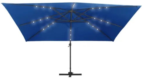 Ombrellone a Sbalzo con LED e Palo Alluminio 400x300 cm Azzurro