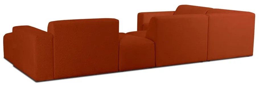 Divano angolare in tessuto bouclé color mattone (forma a U) Roxy - Scandic