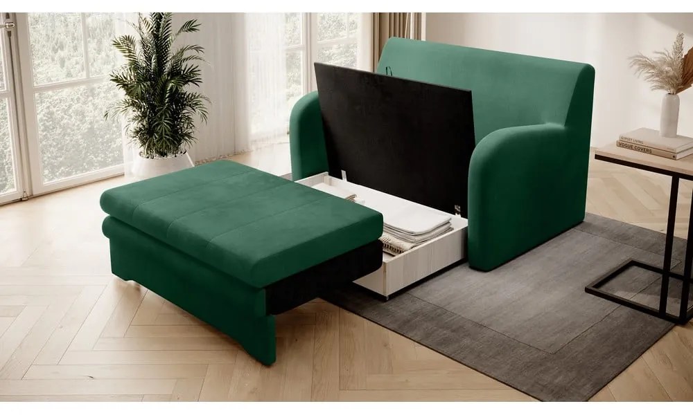 Divano verde allungabile e rivestimento in velluto 130 cm Ario – ELTAP