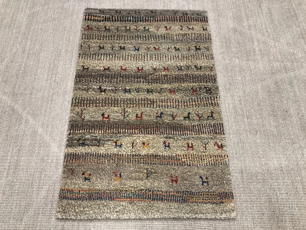 Gabbeh Tappeto 80x130 Grigio (Iran) Annodato A Mano
