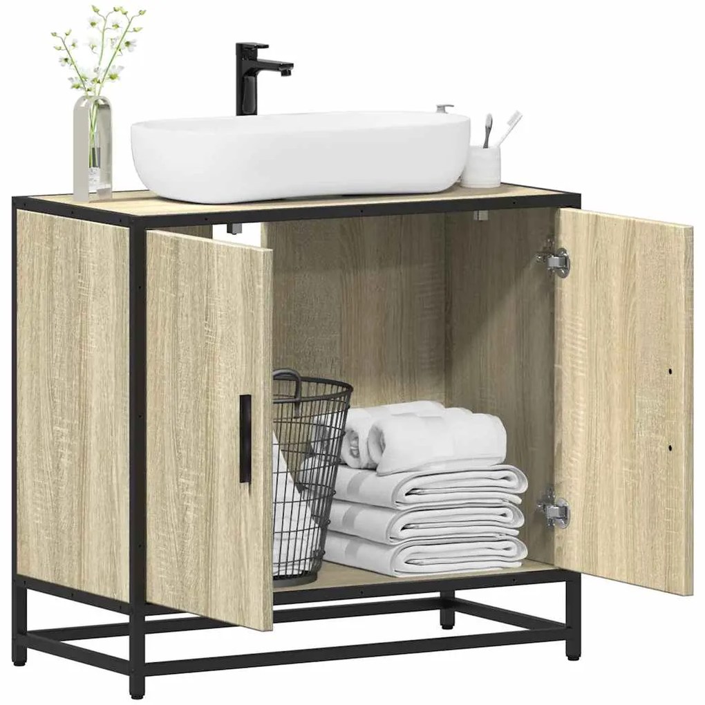 Mobile Lavabo Da Bagno Rovere Sonoma 65x33x60 Cm İn Truciolato /
