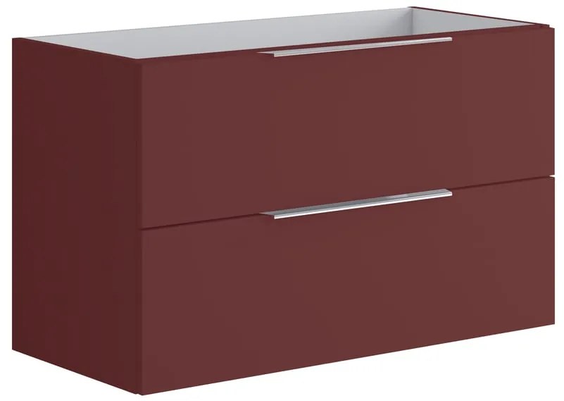 Cassettone bagno Brera 2 cassetti P 45.5 x L 99.5 x H 60 cm laccato opaco rosso jaipur