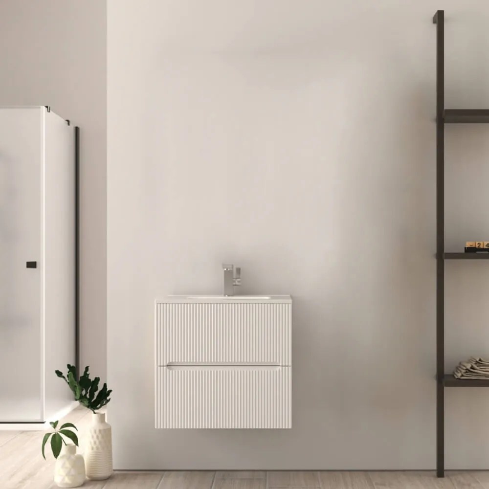 Mobile bagno cannettato 60 cm Bianco Opaco Riga