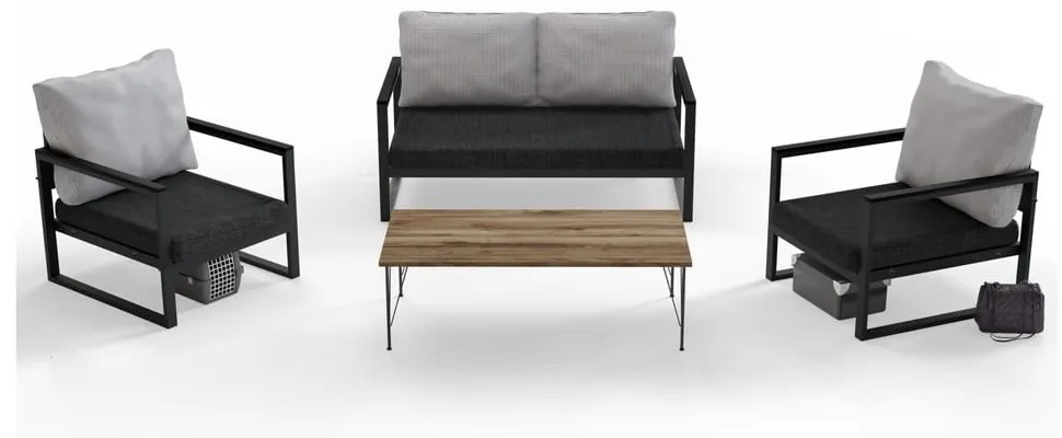 Set da giardino grigio per 4 persone - Floriane Garden