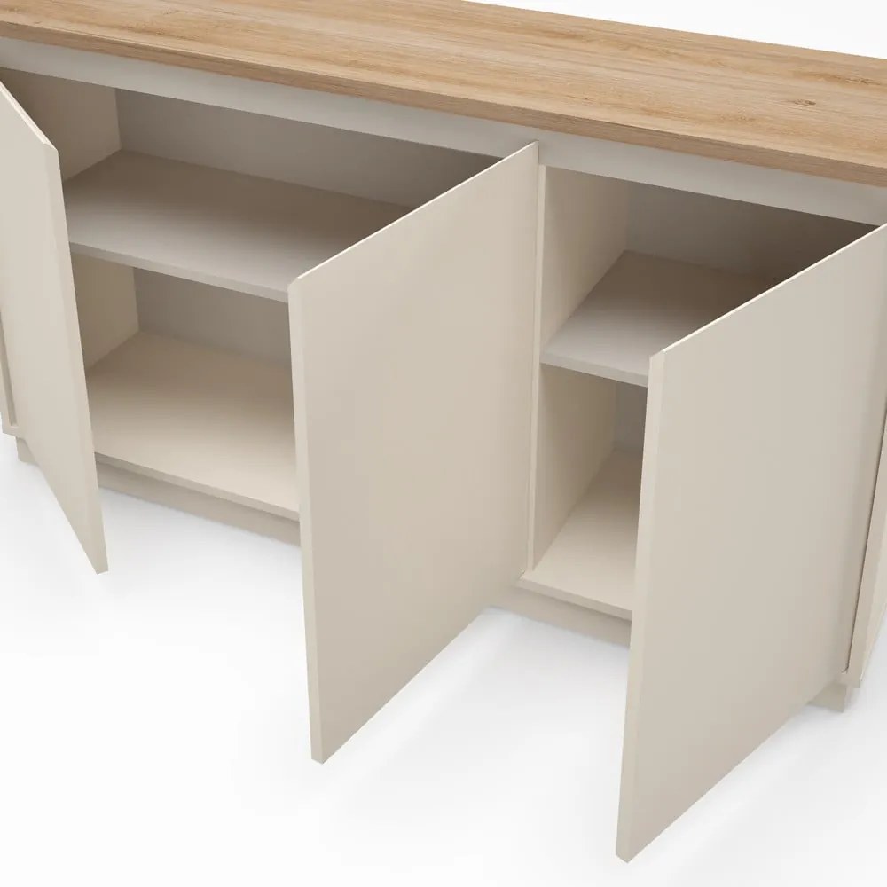 Cassettiera beige con effetto rovere 152x84x40 cm Loreta – Marckeric