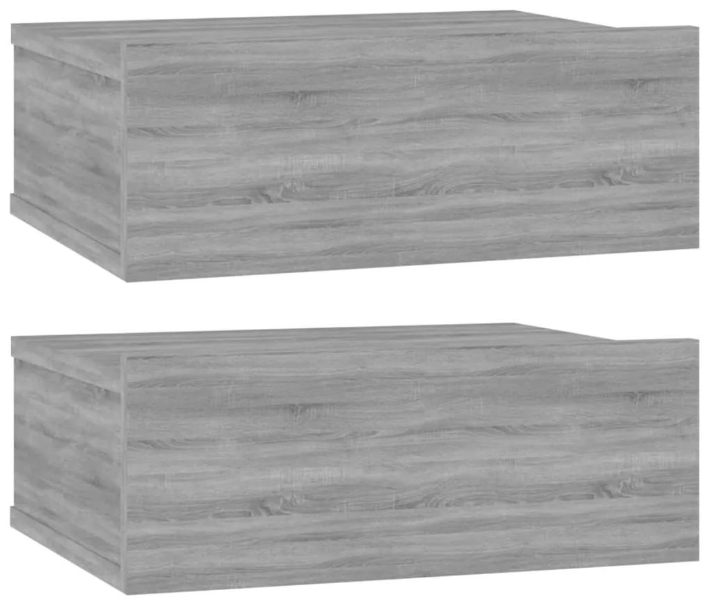 Comodini pensili grigio sonoma 2pz 40x30x15cm legno multistrato