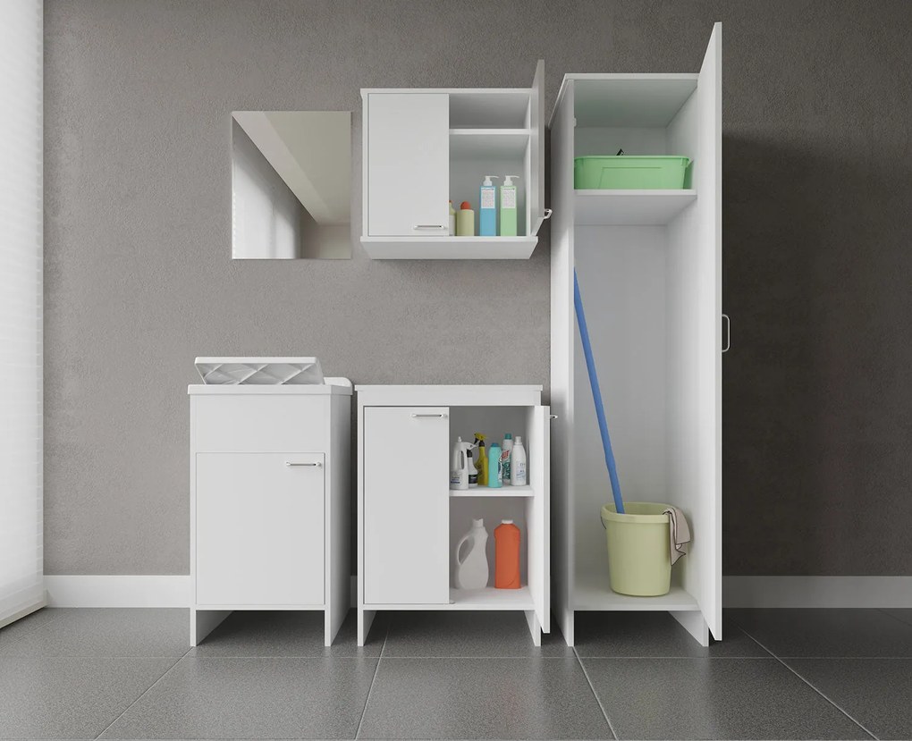 Mobile Lavanderia da Esterno 60x49x84 cm in PVC Bianco...