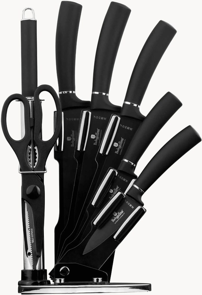 Set di 8 coltelli con supporto in acrilico Matte Black
