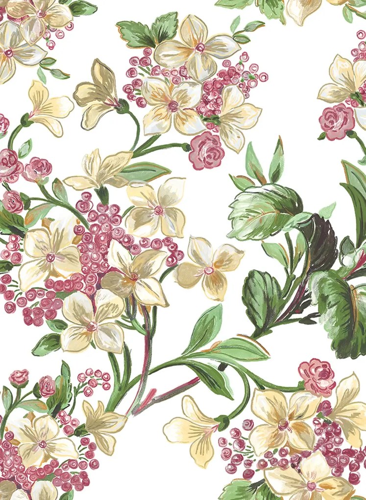 Coordonne Tapete Flowery - White