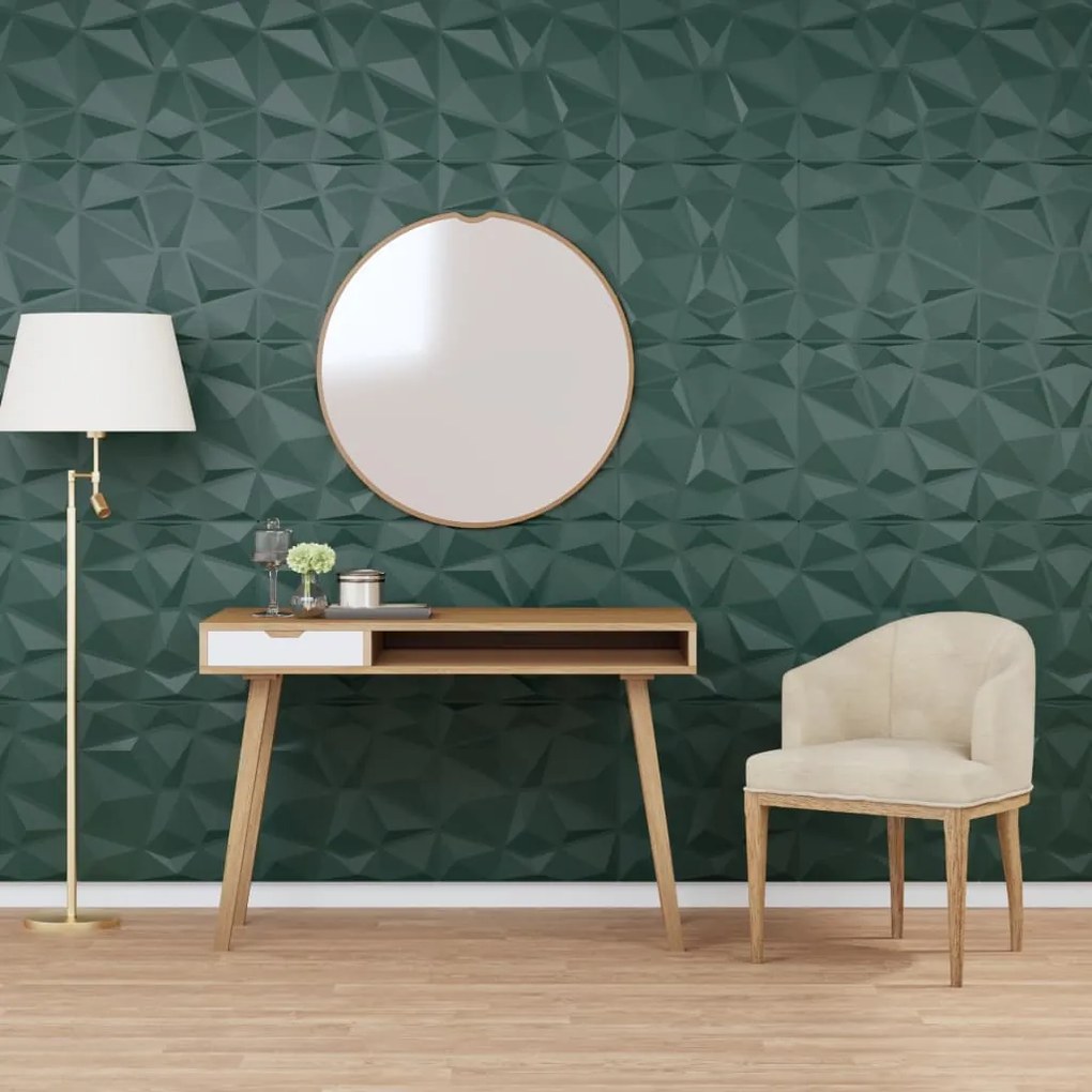 Pannelli Murali 24 Pz Verdi 50x50 Cm Xps 6 M² Diamante /