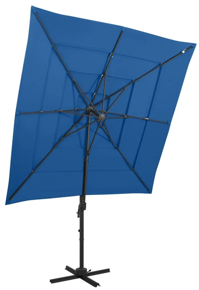 Ombrellone A Sbalzo 4 Livelli Palo İn Alluminio 250x250 Cm Blu /