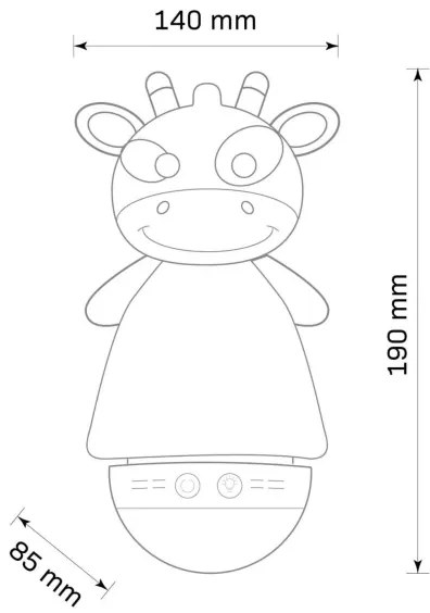 Lampada notturna LED RGB per bambini con melodia 3xAAA/5V giraffa