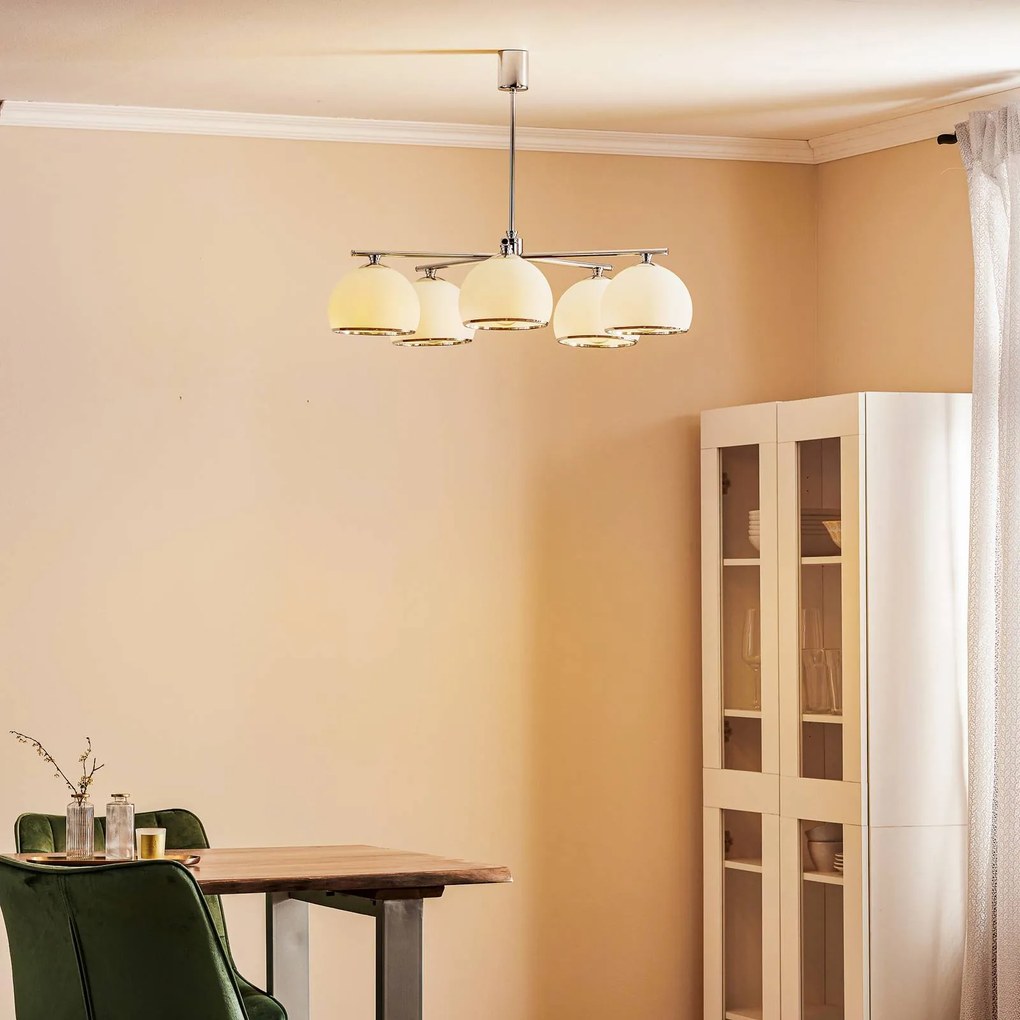 Argon Lampada a sospensione Mina, 5 luci, cromo opaco