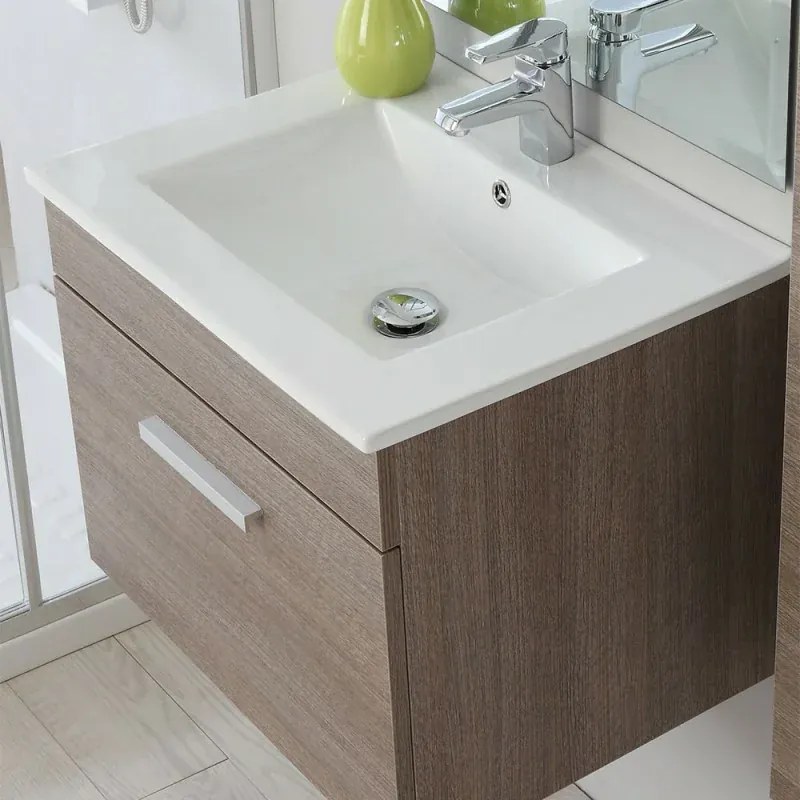 Mobile Sospeso Salvaspazio Rovere Scuro 61 cm con Pensile Incluso