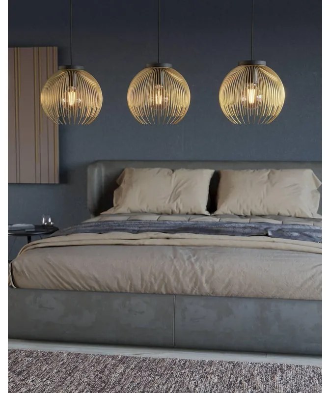 Lampadario Glamour Venezuela nero paralume oro 3x E27 Ø0cm EGLO