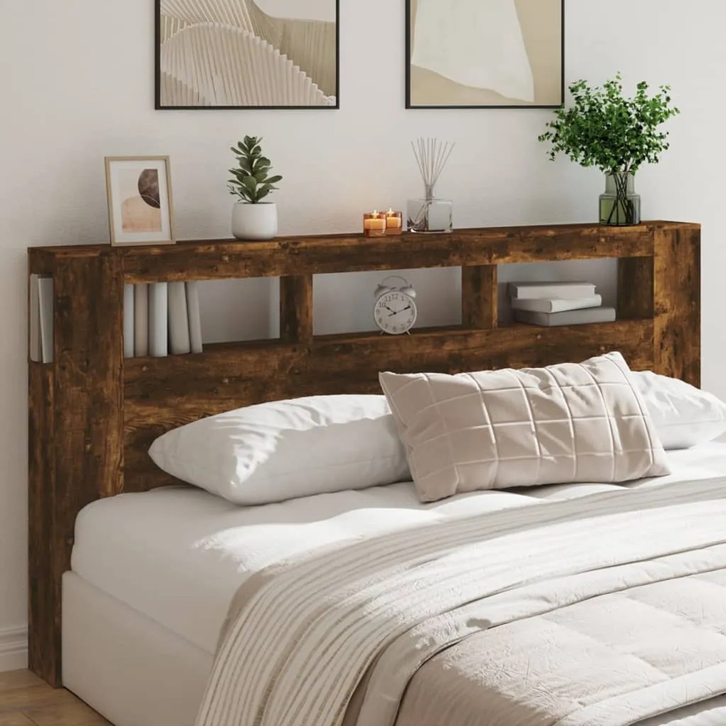 Testiera Led Rovere Fumo 200x18,5x103,5 Cm Legno Multistrato /