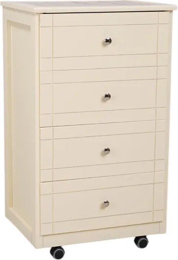 Carrello Cassettiera Giada con piano mattonelle in ceramica AVORIO