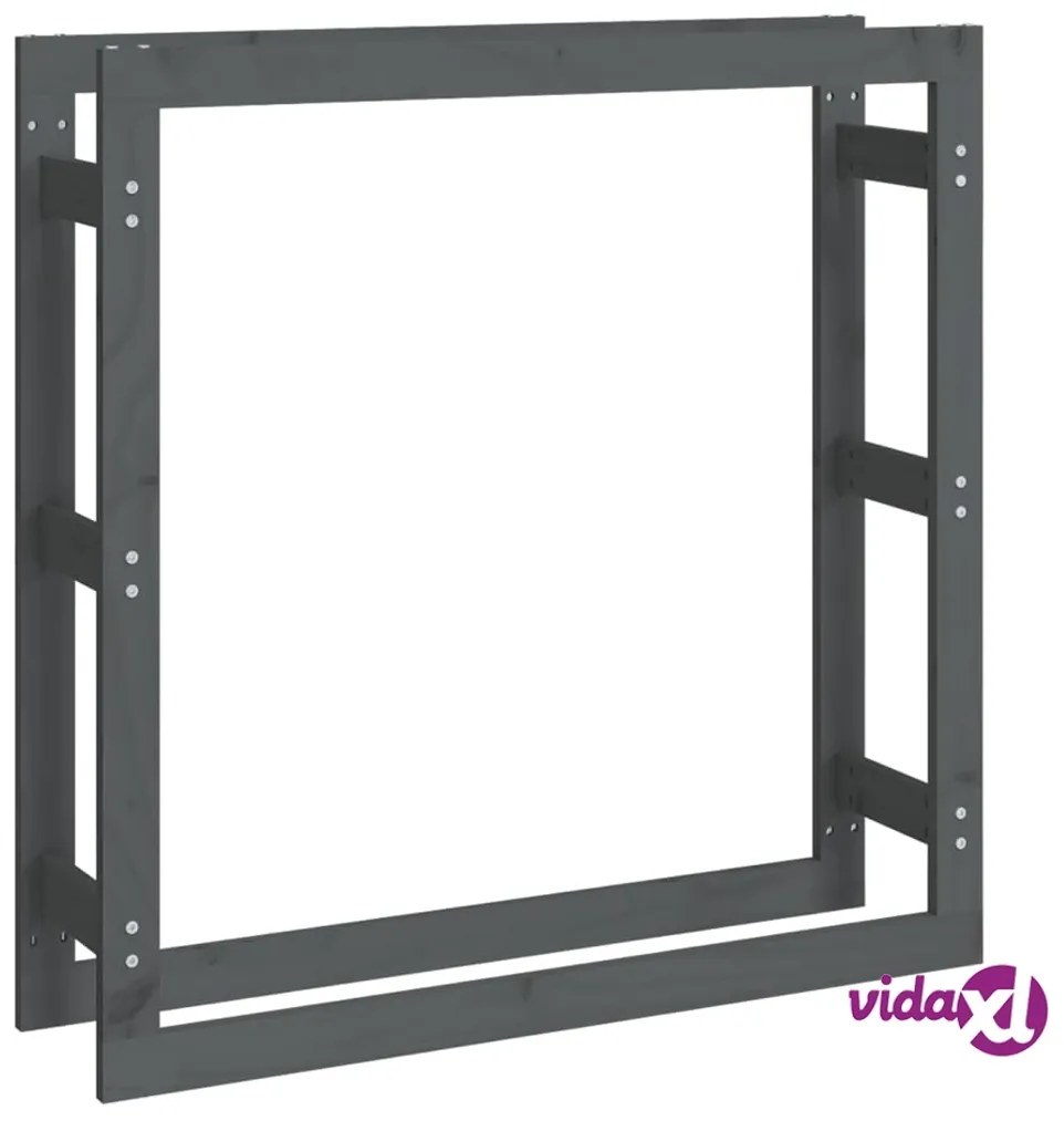 vidaXL Portalegna Grigio 100x25x100 cm in Legno Massello di Pino